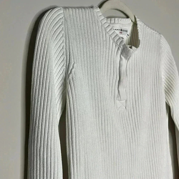 Tommy Hilfiger White Zip Front Sweater - Picture 5 of 9